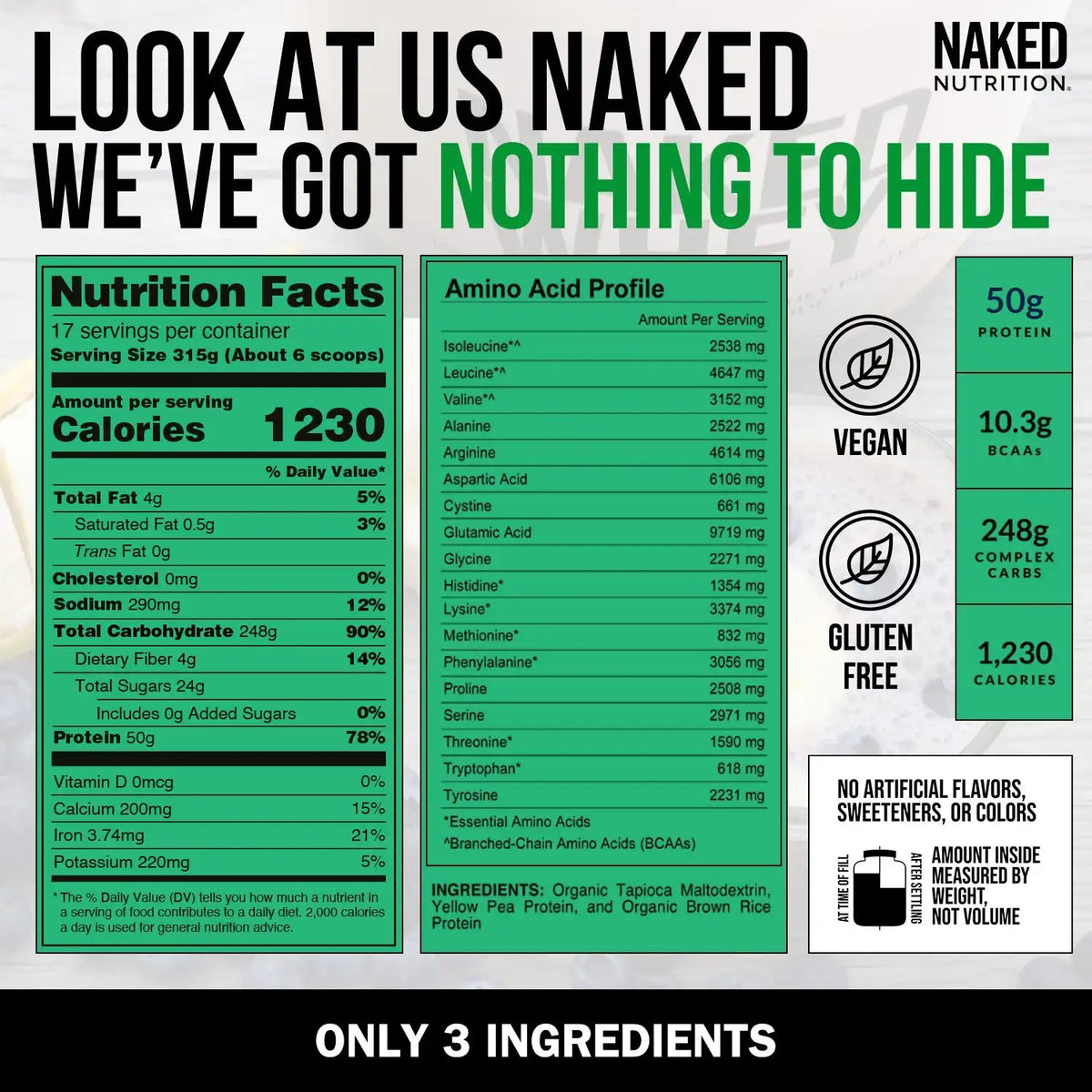 Vegan Mass Gainer Supplement | Naked Vegan Mass - 12LB