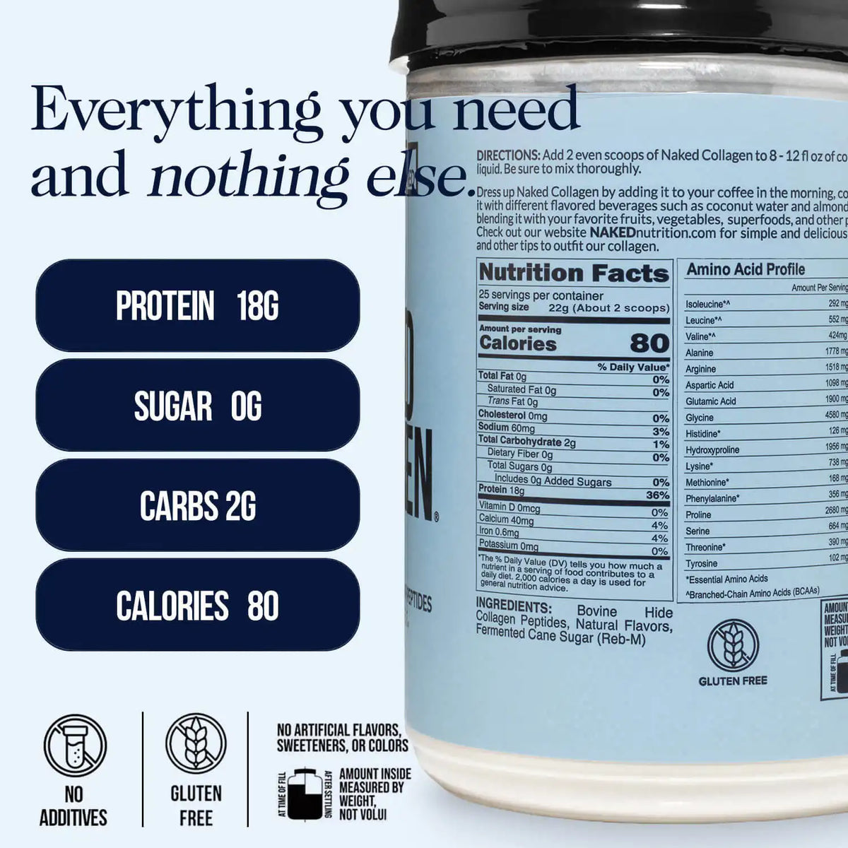 Vanilla Collagen Peptides Powder | Naked Collagen - 1.2 LB