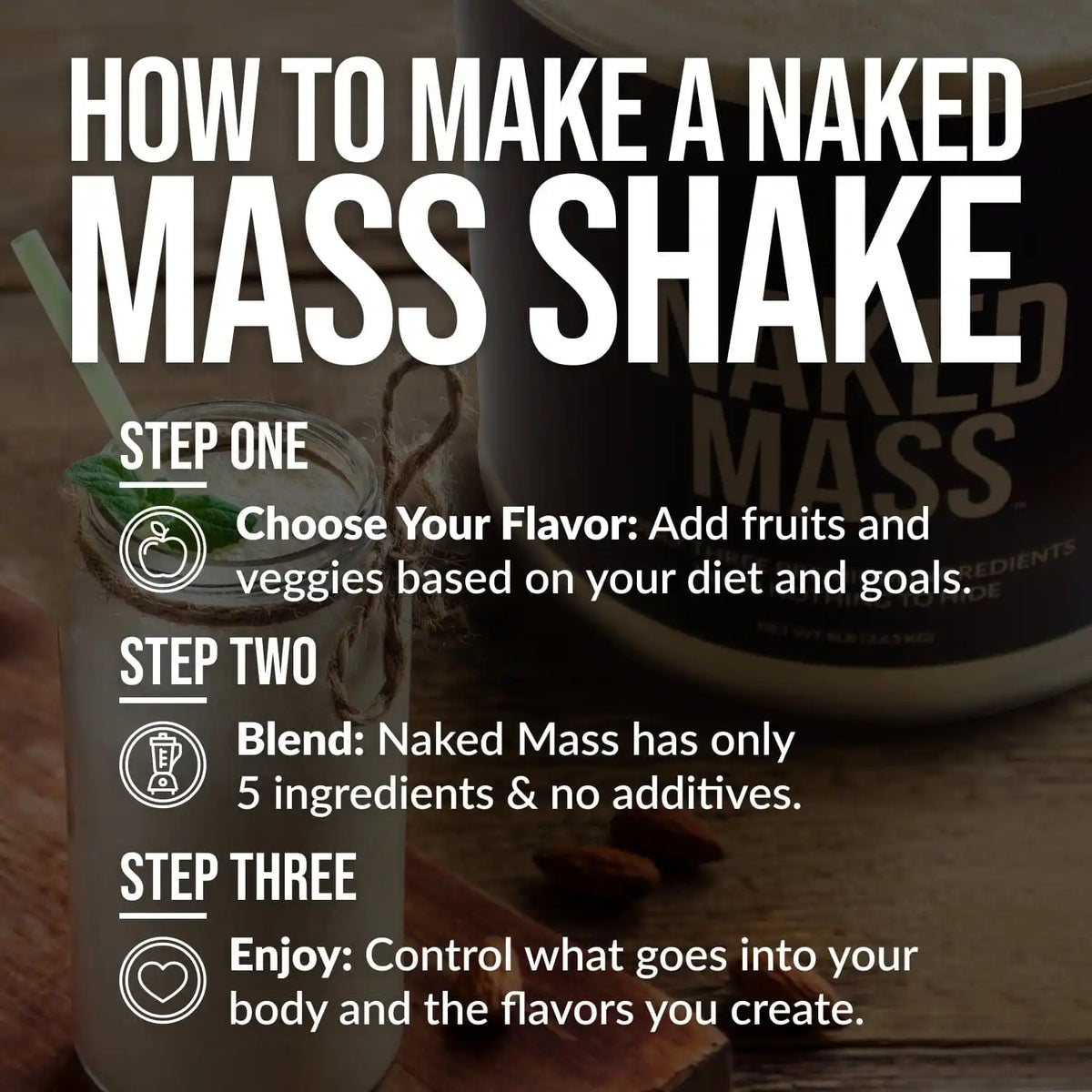 Vanilla Mass Gainer Protein Supplement | Naked Vanilla Mass - 8LB