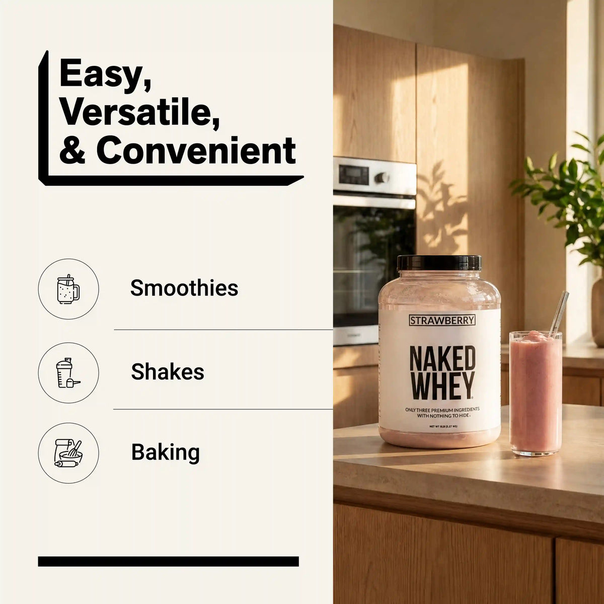 Strawberry Whey Protein Powder | Naked Strawberry Whey - 5LB