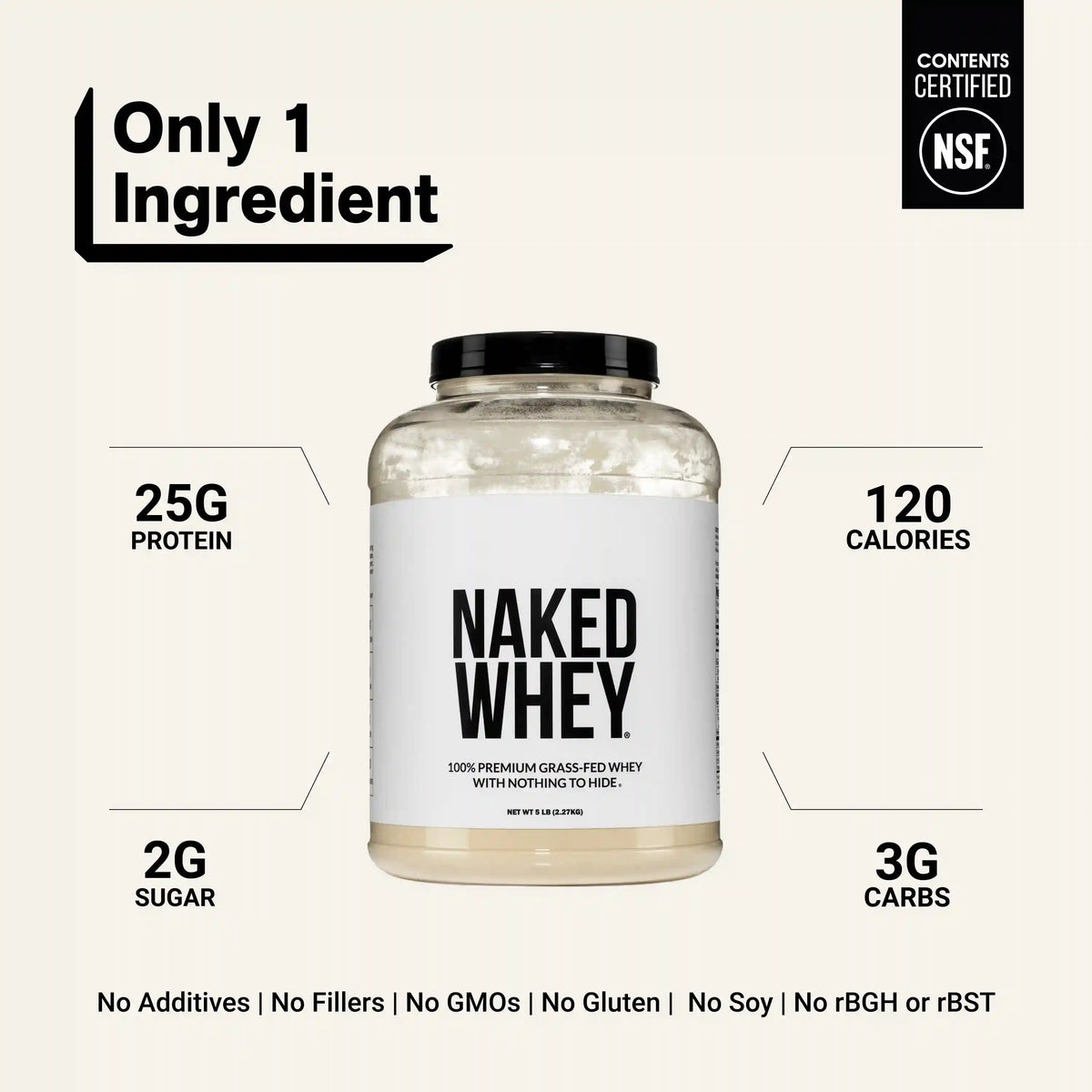 Grass Fed Whey Protein Powder | Naked Whey - 5LB