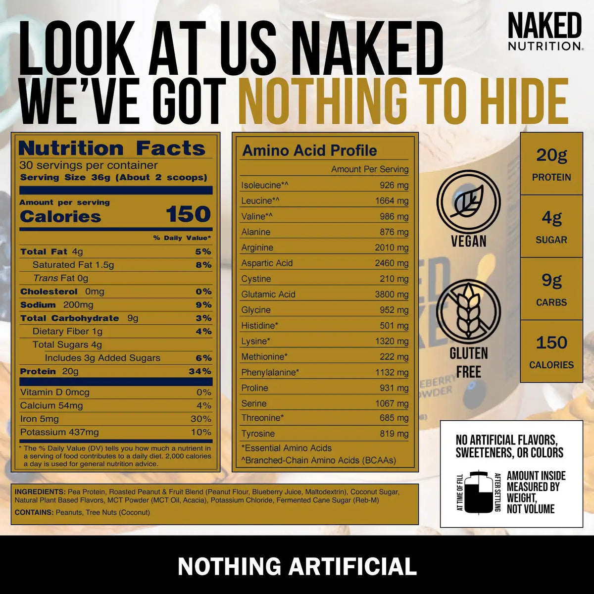 PB Blueberry Vegan Protein | Naked Shake - 30 Servings